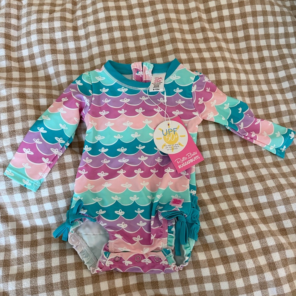 Ruffle Butts Pastel Wave Rashguard